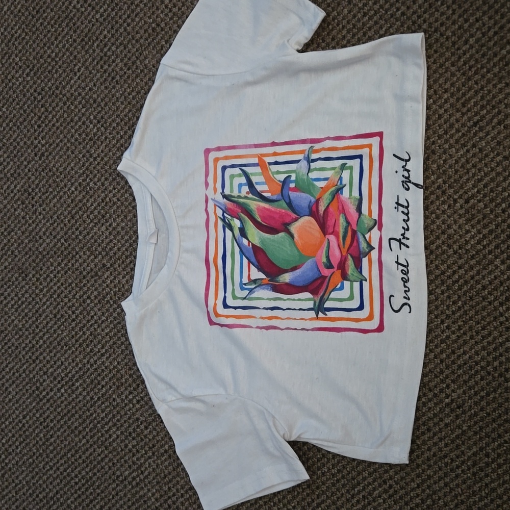 Girls Graphic Cropped T-Shirt Size 7Y